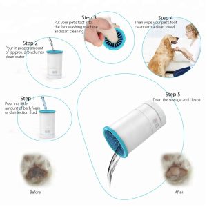 Limpador automático de patas de cachorro,  gato, copo com carregamento USB e logotipo personalizado com luz LED colorida