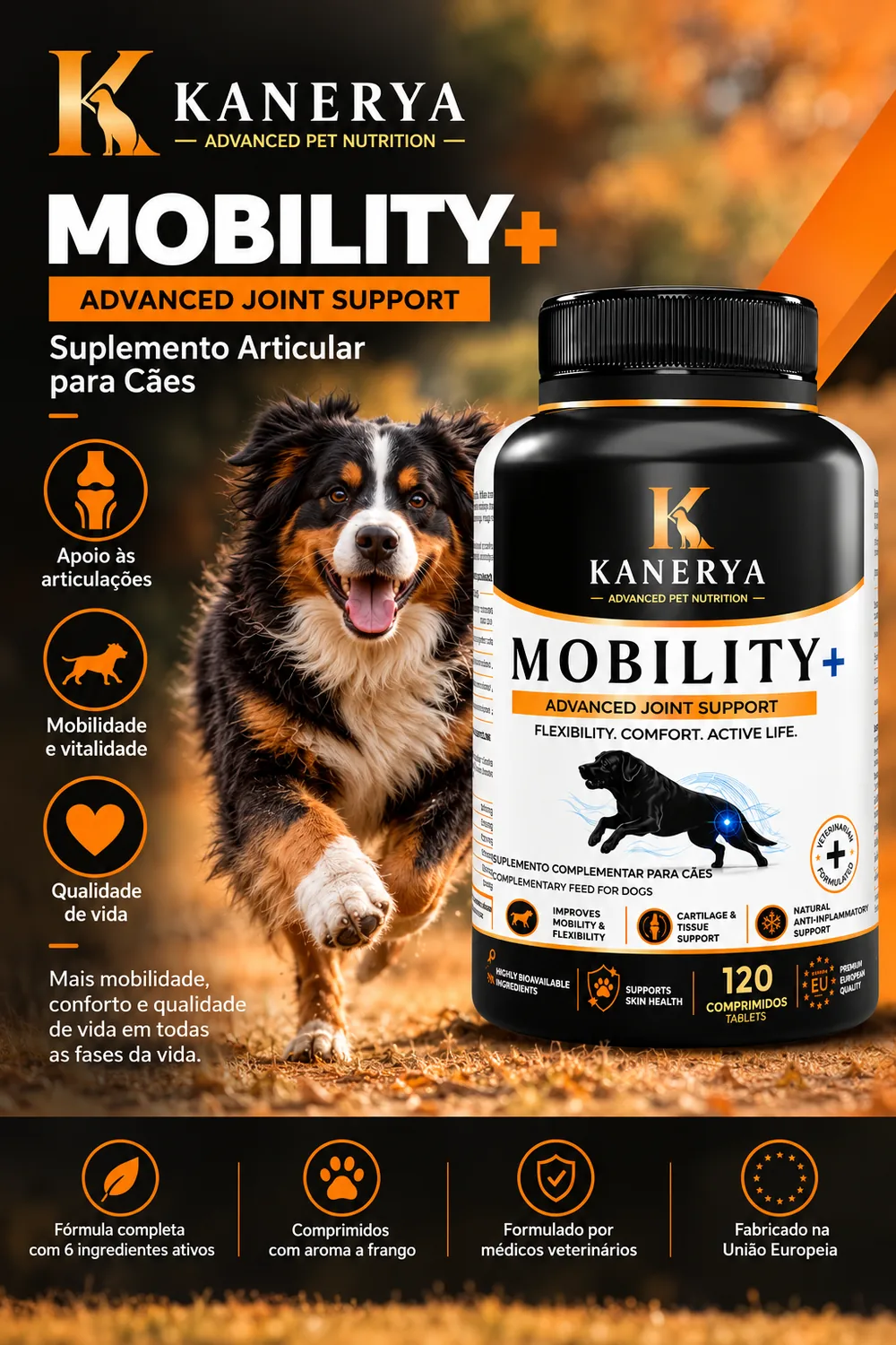 Kanerya Mobility+ suplemento articular para cães